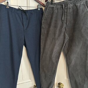 Men's Navy Checkered and Charcoal Joggers. GAP and Zara